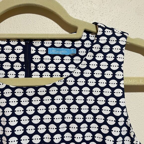J McLaughlin Size M Catalina Cloth Mia Sleeveless Sheath Dress Navy Polka Dot - Picture 5 of 13